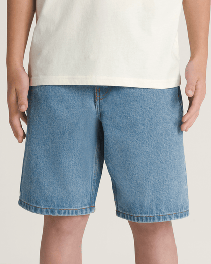 Vans Kids Check-5 Baggy Denim Shorts in Stonewash Blue