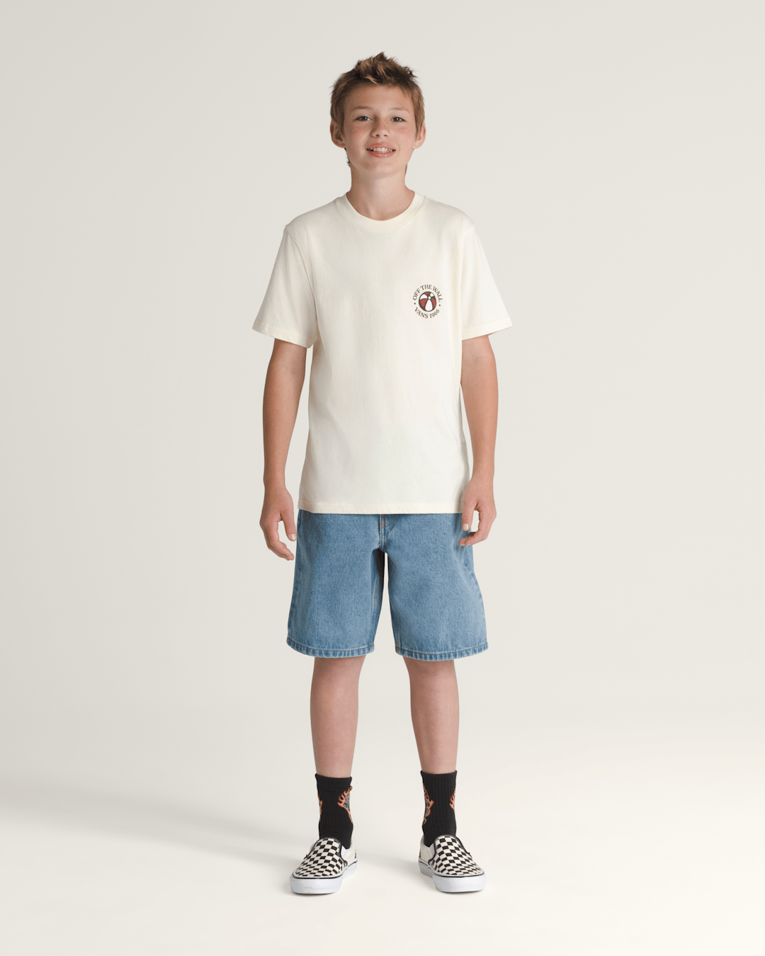 Vans Kids Check-5 Baggy Denim Shorts in Stonewash Blue