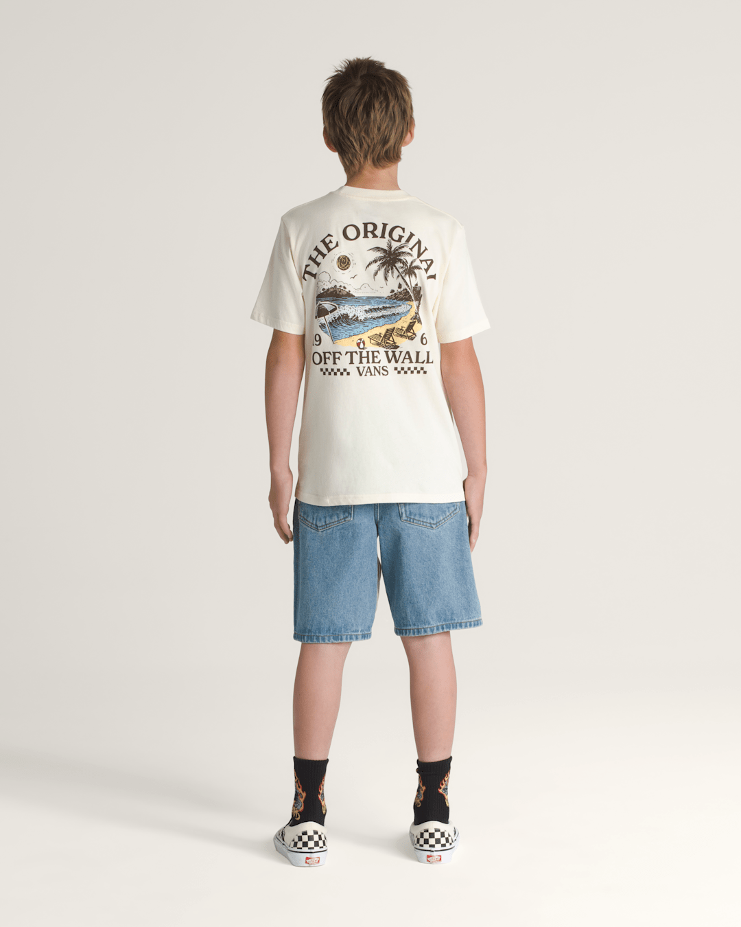 Vans Kids Check-5 Baggy Denim Shorts in Stonewash Blue
