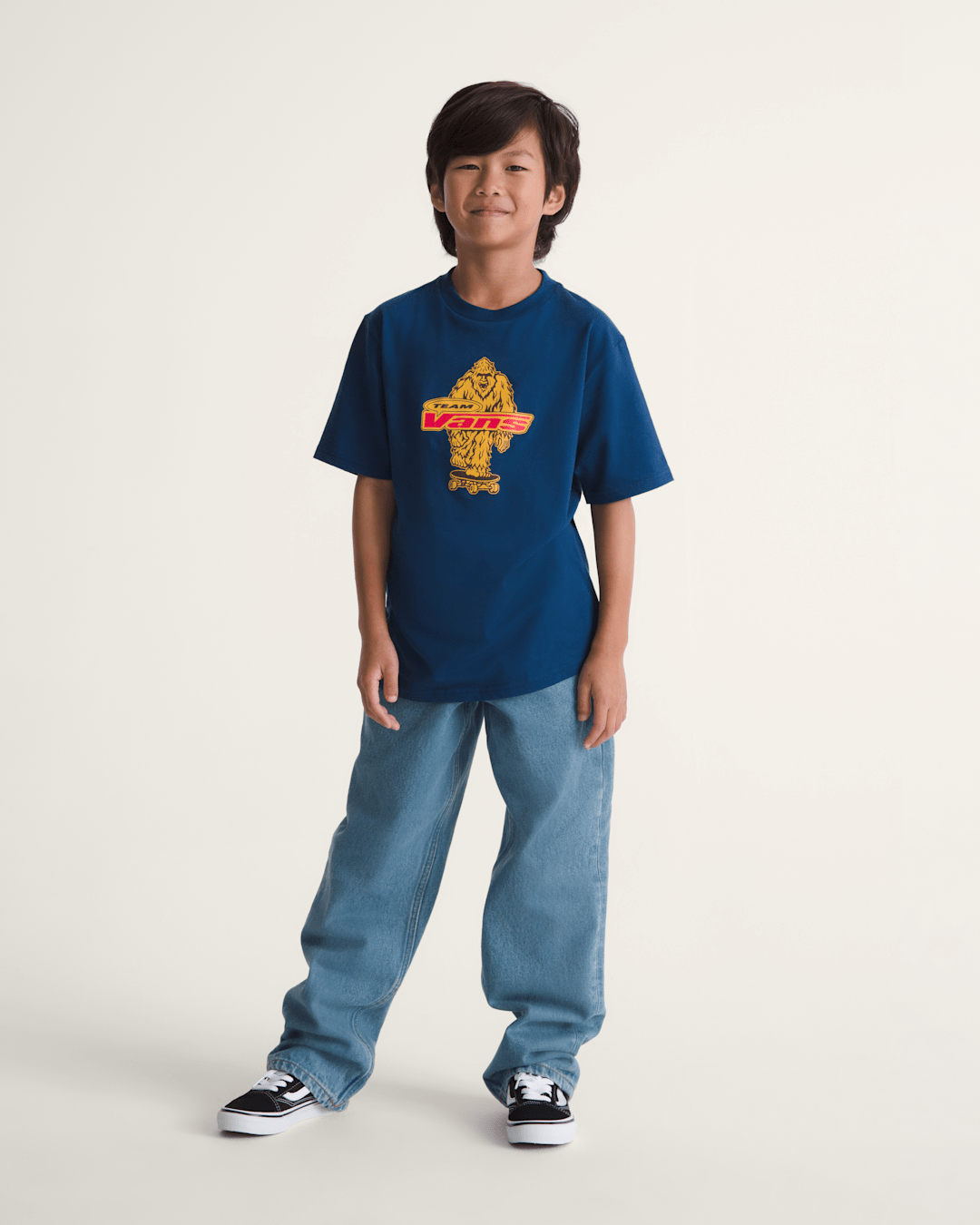 Vans Kids Check-5 Loose Denim Pants in Stonewash Blue