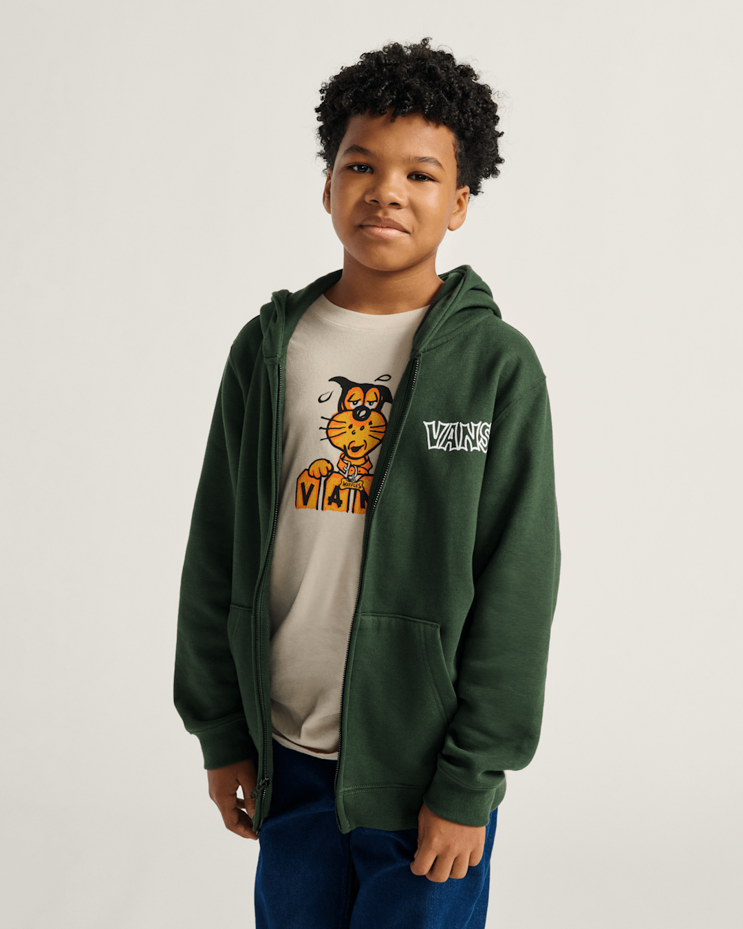 Vans Kids Classified Zip Hoodie in Dried Kelp Green