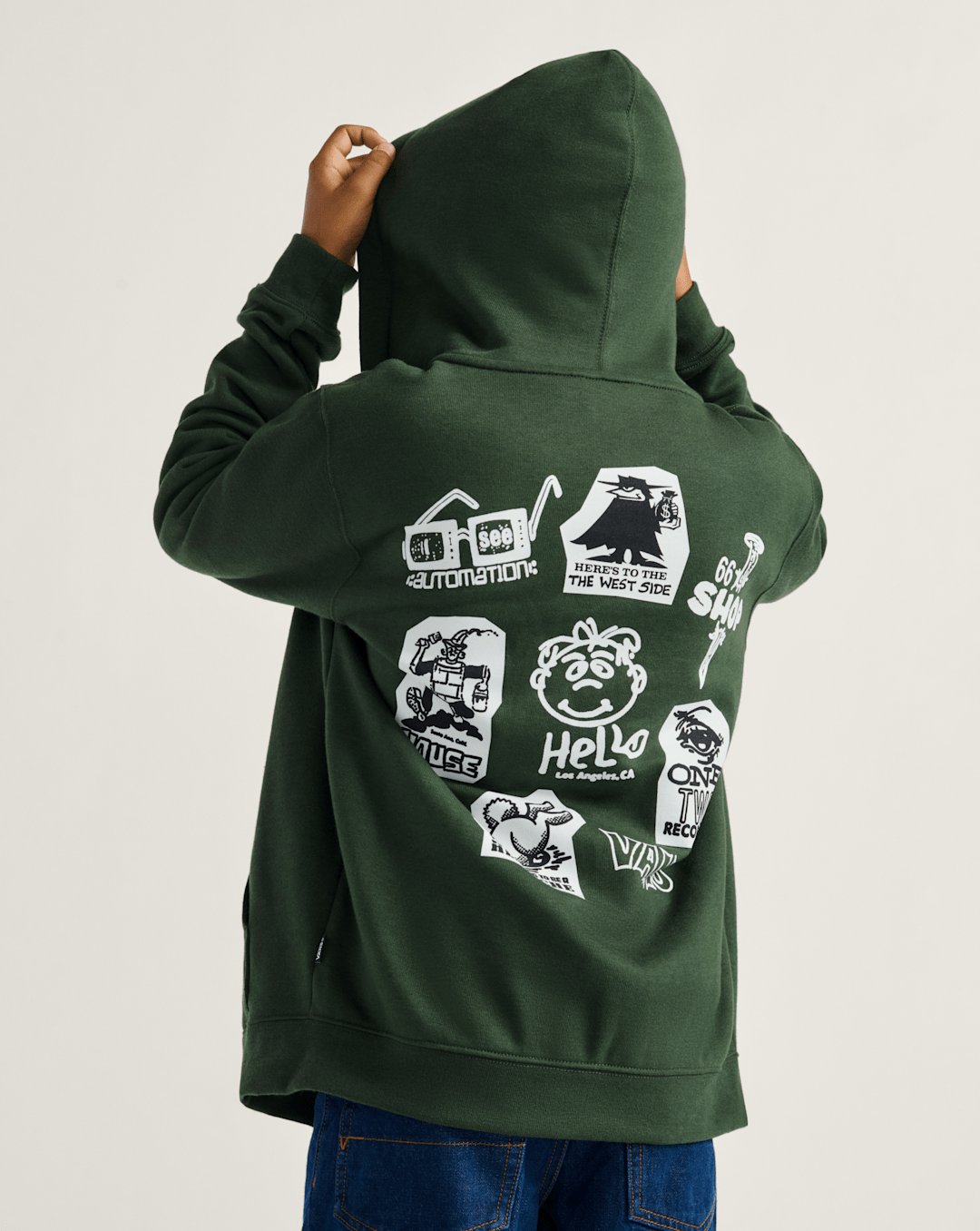Vans Kids Classified Zip Hoodie in Dried Kelp Green