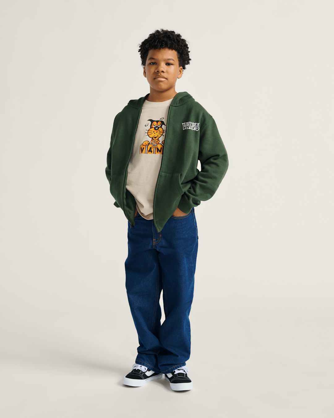 Vans Kids Classified Zip Hoodie in Dried Kelp Green