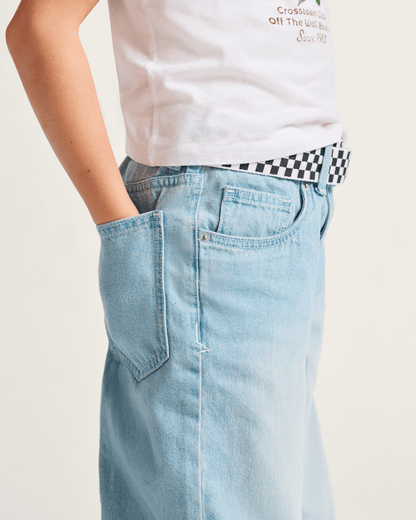 Vans Kids Sirelle Denim Puddle Pants in Light Stonewash Blue
