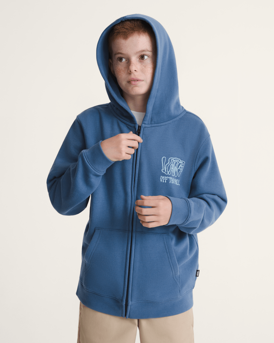 Vans Kids Rippled Zip Hoodie in True Navy Blue