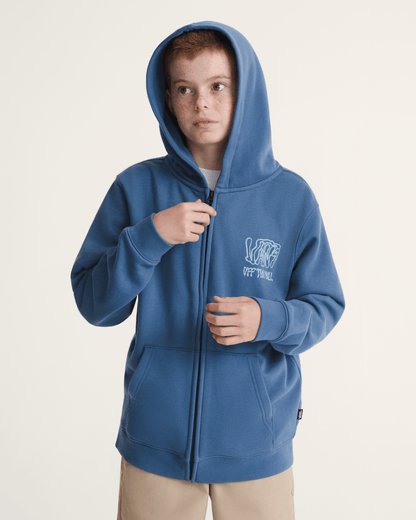 Vans Kids Rippled Zip Hoodie in True Navy Blue