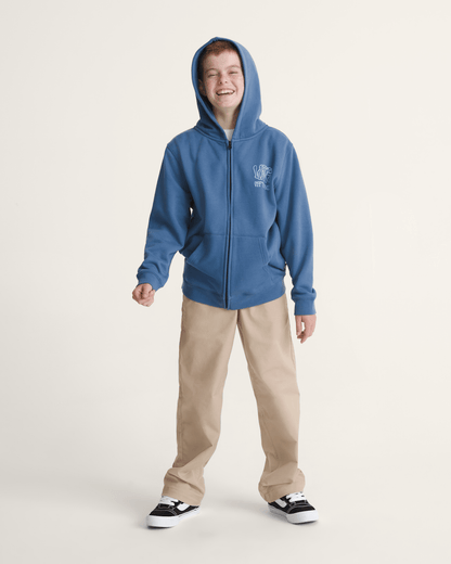 Vans Kids Rippled Zip Hoodie in True Navy Blue