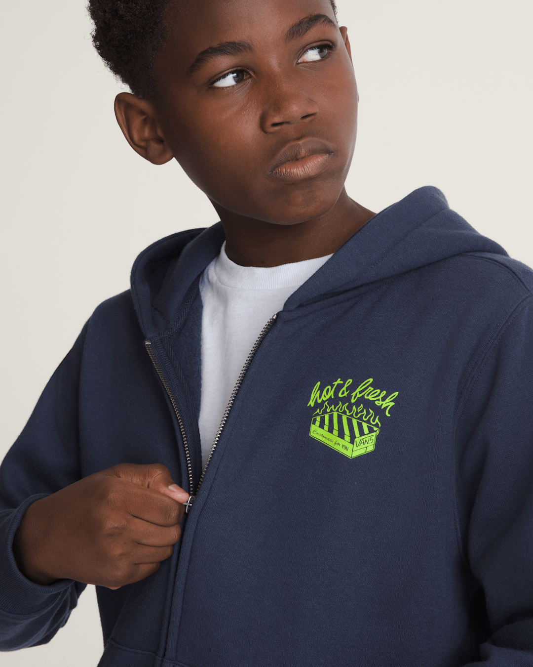 Vans Kids Hot and Fresh Full Zip Sweatshirt in Parisian Night Blue
