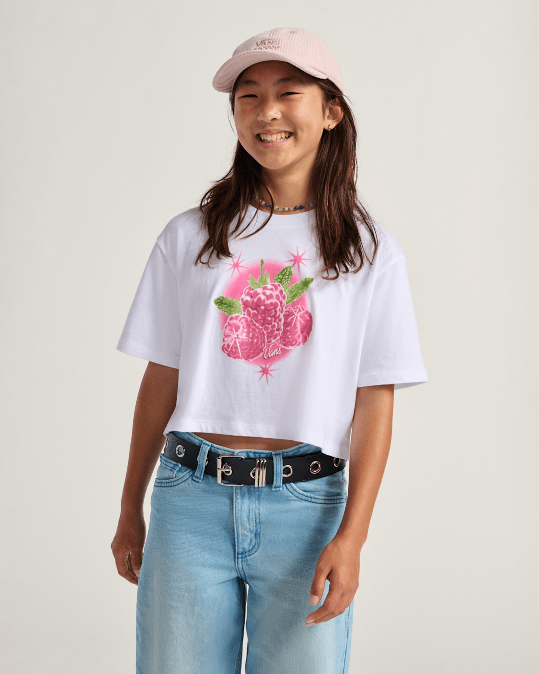 Vans Kids Star Berries Crop T-Shirt in White