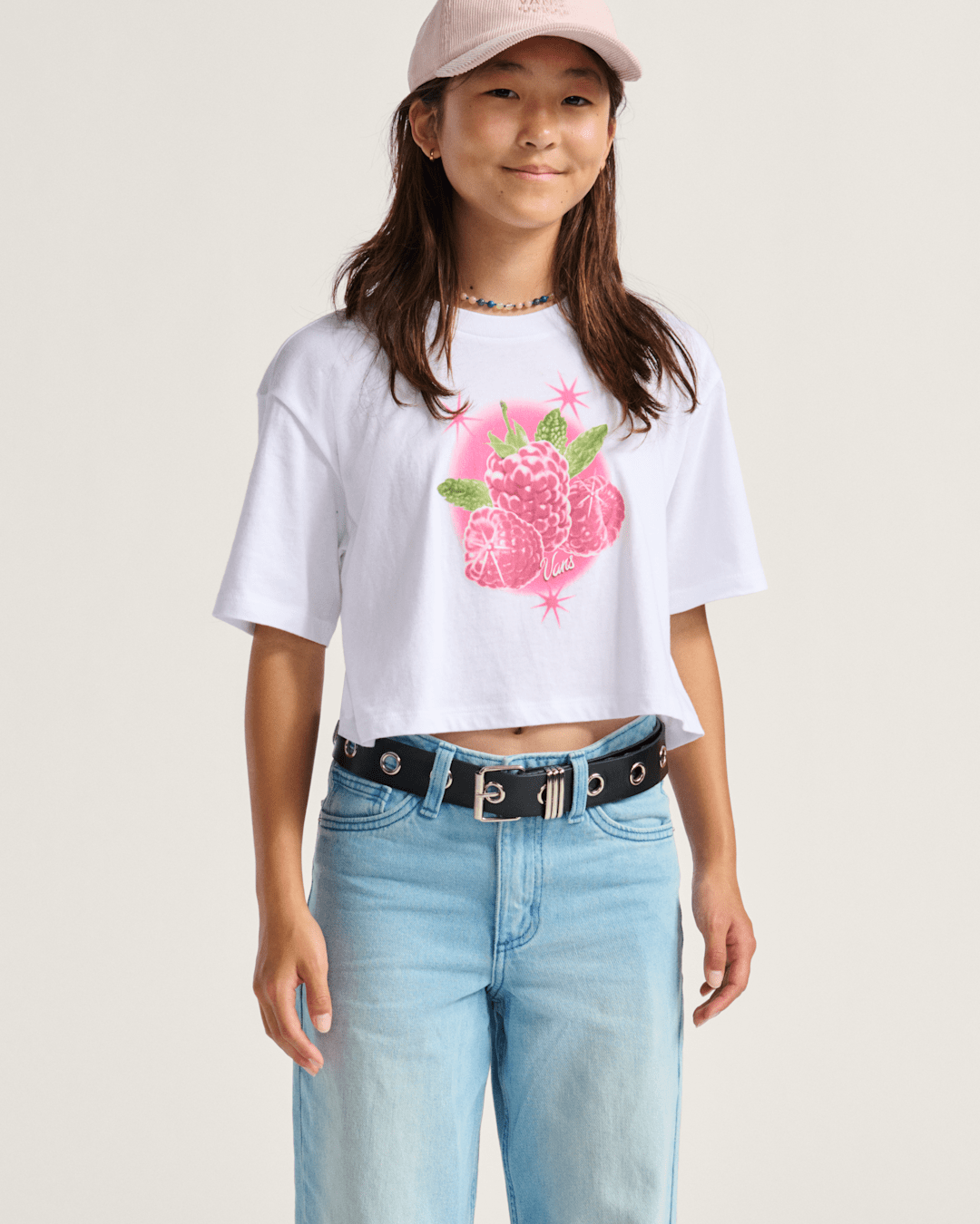 Vans Kids Star Berries Crop T-Shirt in White
