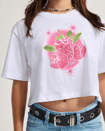 Vans Kids Star Berries Crop T-Shirt in White