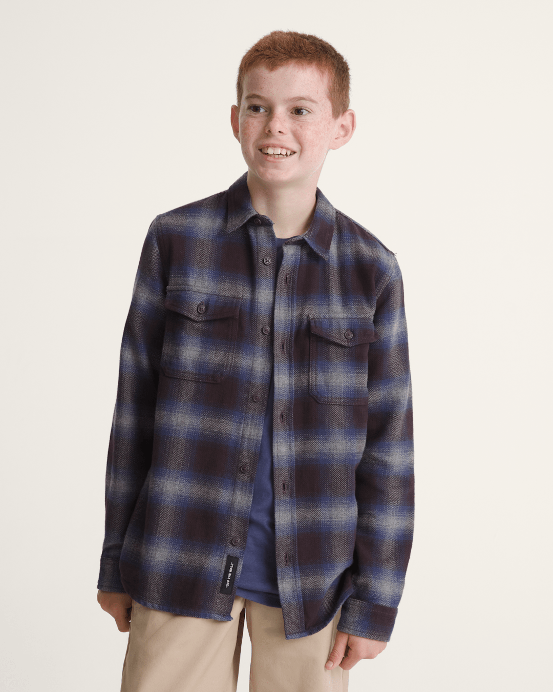 Vans Kids Bixby Plaid Flannel Shirt in Dark Port Red / Pewter Heather Grey