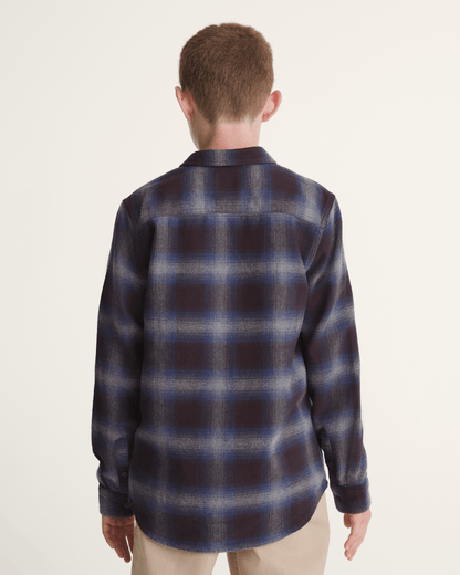 Vans Kids Bixby Plaid Flannel Shirt in Dark Port Red / Pewter Heather Grey