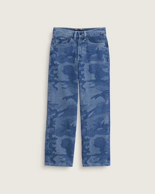 Vans Kids Check-5 Loose Denim Pants in Stonewash Blue