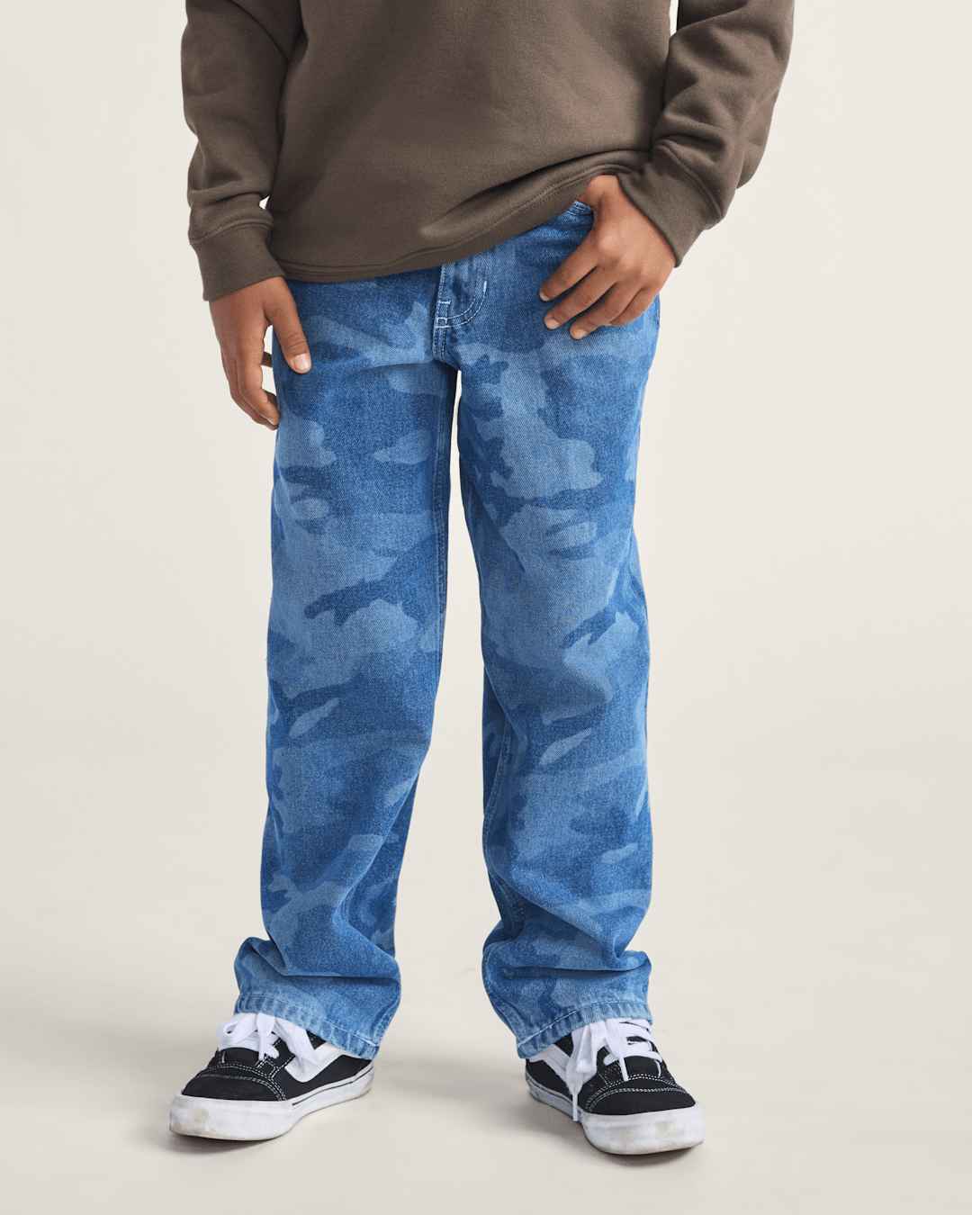 Vans Kids Check-5 Loose Denim Pants in Stonewash Blue