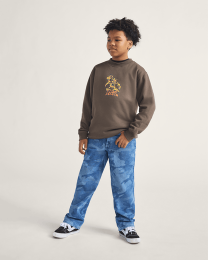 Vans Kids Check-5 Loose Denim Pants in Stonewash Blue