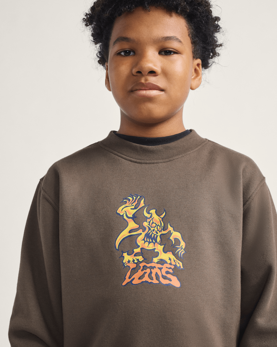 Vans Kids Goblin Step Crew Sweatshirt in Coal Brown
