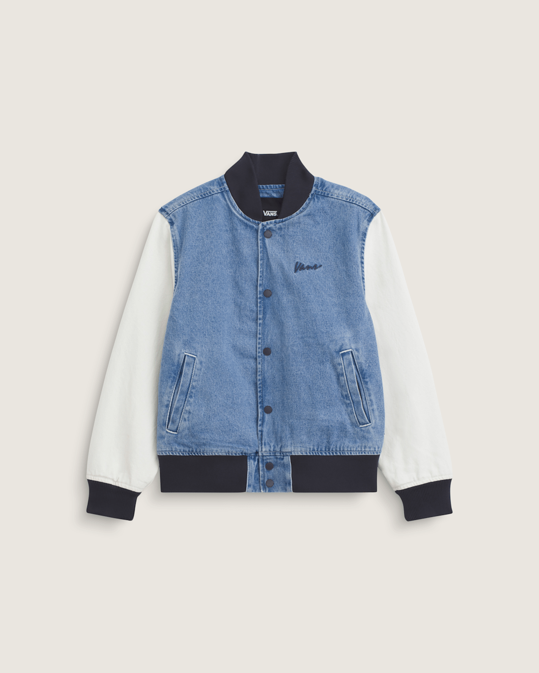 Vans Kids Denim Baseball Jacket in Stonewash Blue