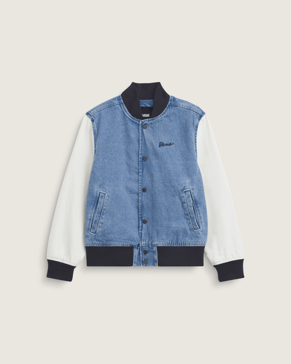 Vans Kids Denim Baseball Jacket in Stonewash Blue