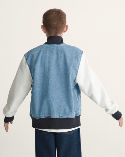 Vans Kids Denim Baseball Jacket in Stonewash Blue