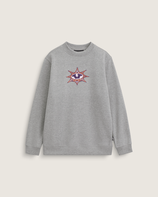 Vans Kids Star Checker Crew Sweatshirt in Cement Heather Grey