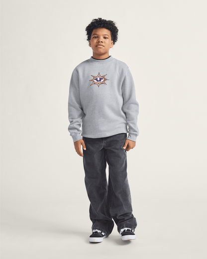 Vans Kids Star Checker Crew Sweatshirt in Cement Heather Grey