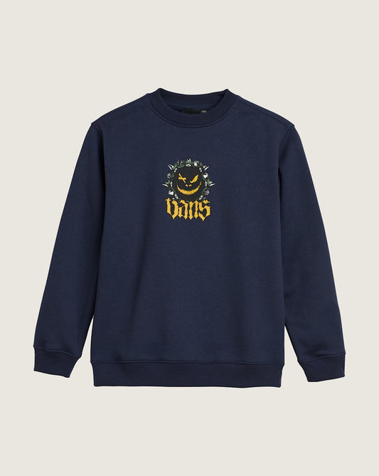 Vans Kids Happy Spike Crew Sweatshirt in Parisian Night Blue