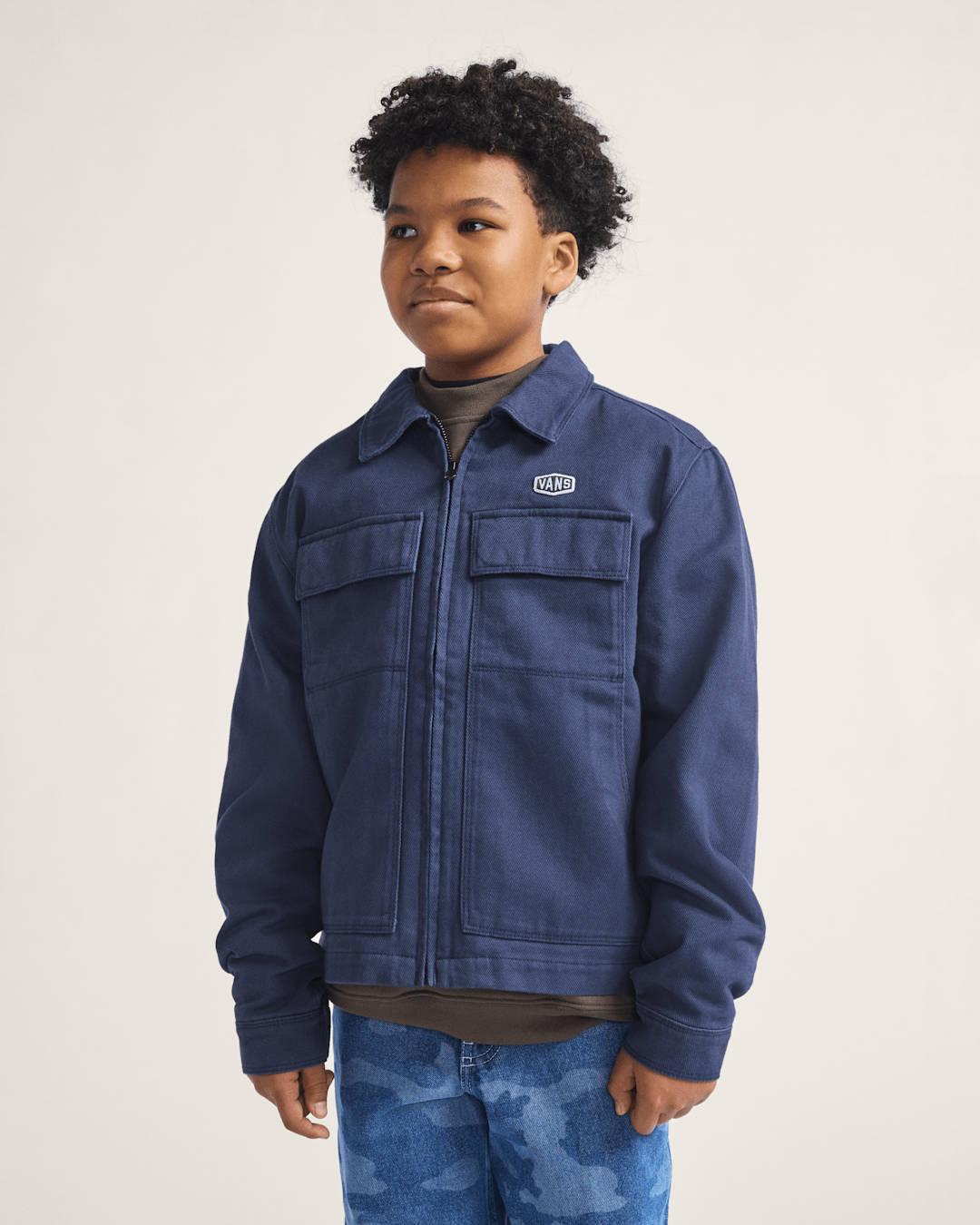Vans Kids Mcavoy Zip Station Jacket in Parisian Night Blue