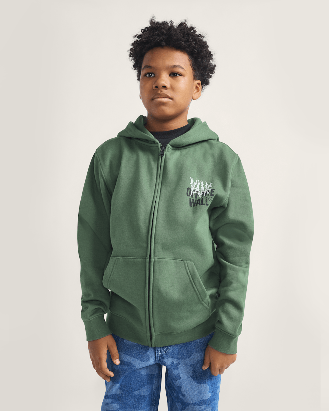 Vans Kids Metal Wall Zip Hoodie in Pine Forest Green