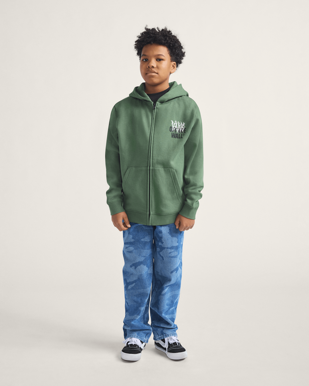 Vans Kids Metal Wall Zip Hoodie in Pine Forest Green