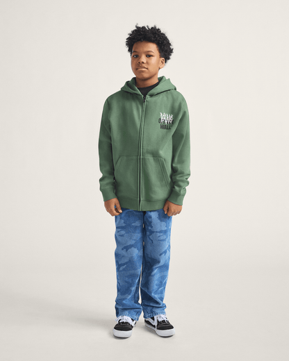 Vans Kids Metal Wall Zip Hoodie in Pine Forest Green