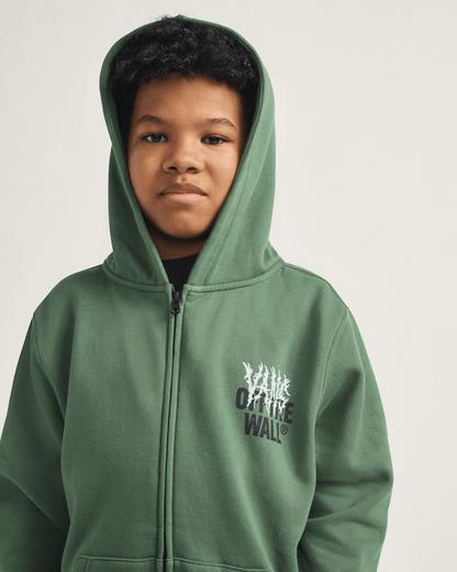 Vans Kids Metal Wall Zip Hoodie in Pine Forest Green