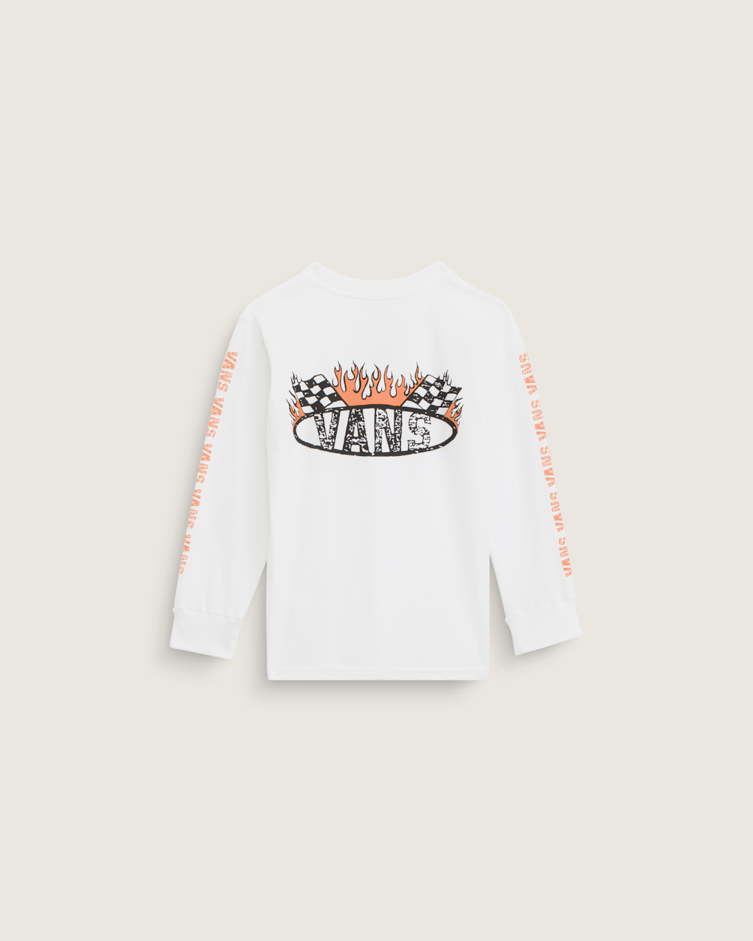 Vans Little Kids Racing Flames Long Sleeve T-Shirt in White
