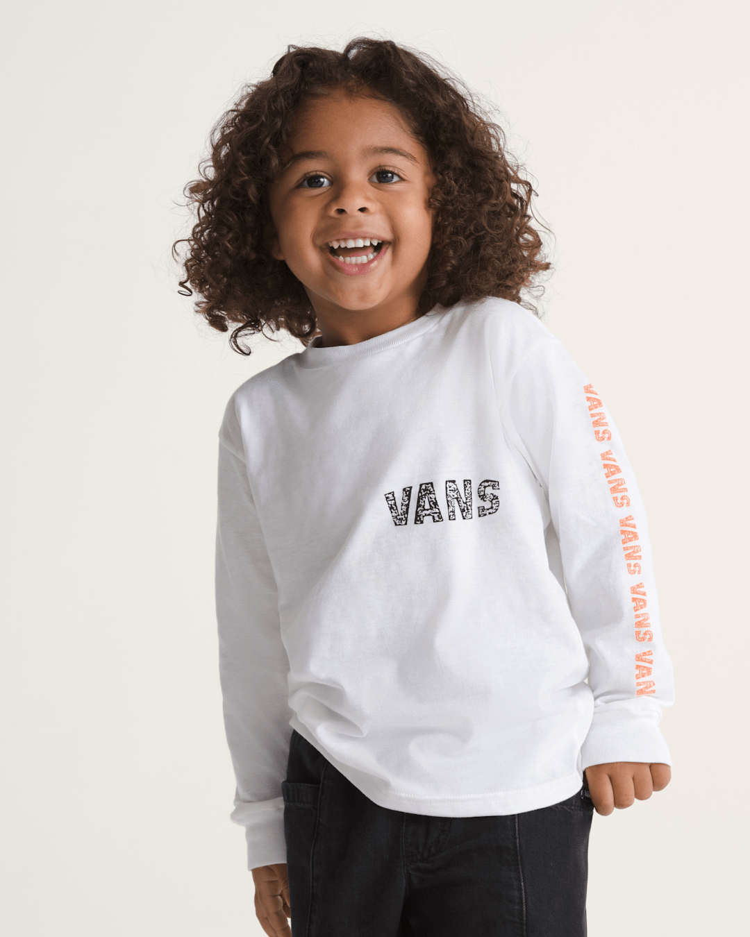 Vans Little Kids Racing Flames Long Sleeve T-Shirt in White