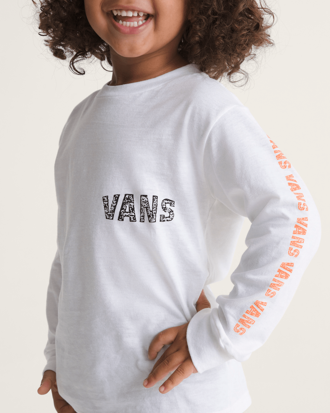 Vans Little Kids Racing Flames Long Sleeve T-Shirt in White
