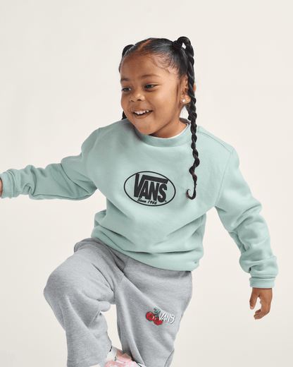 Vans Little Kids Classic Oval Crew Sweatshirt in Grey Olive Green