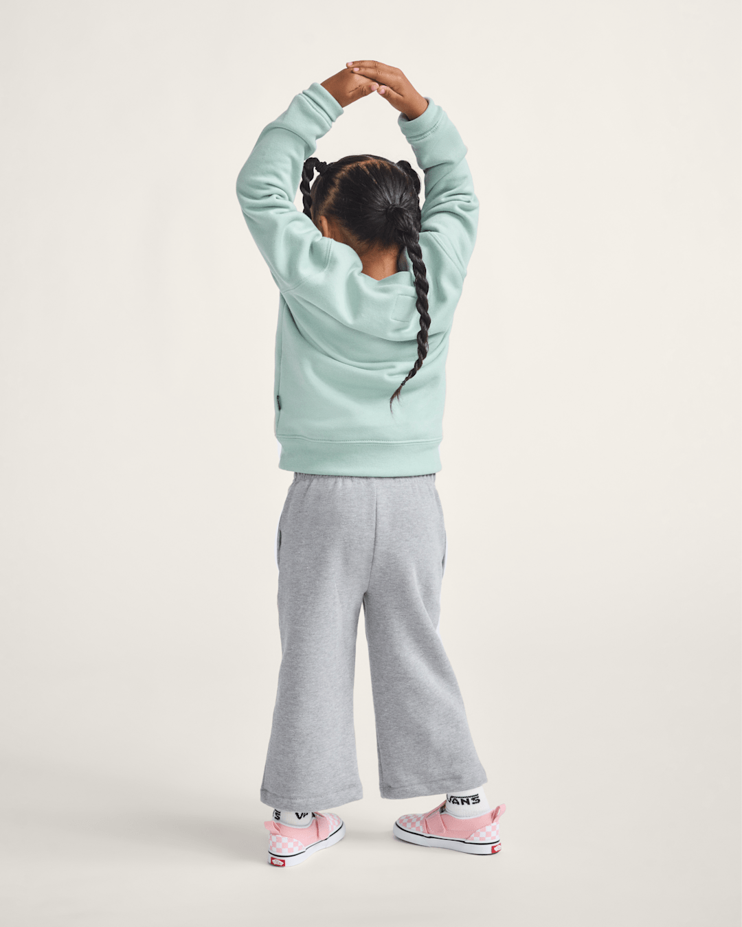 Vans Little Kids Classic Oval Crew Sweatshirt in Grey Olive Green