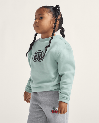 Vans Little Kids Classic Oval Crew Sweatshirt in Grey Olive Green