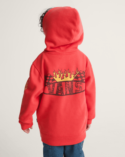 Vans Little Kids Racing Flames Pullover Hoodie in Crimson Haze Red