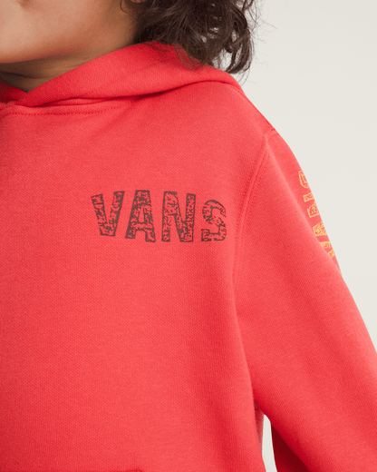 Vans Little Kids Racing Flames Pullover Hoodie in Crimson Haze Red