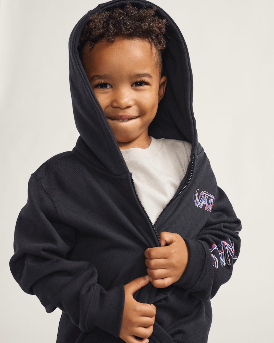 Vans Little Kids Scribbled Past Zip Hoodie in Black