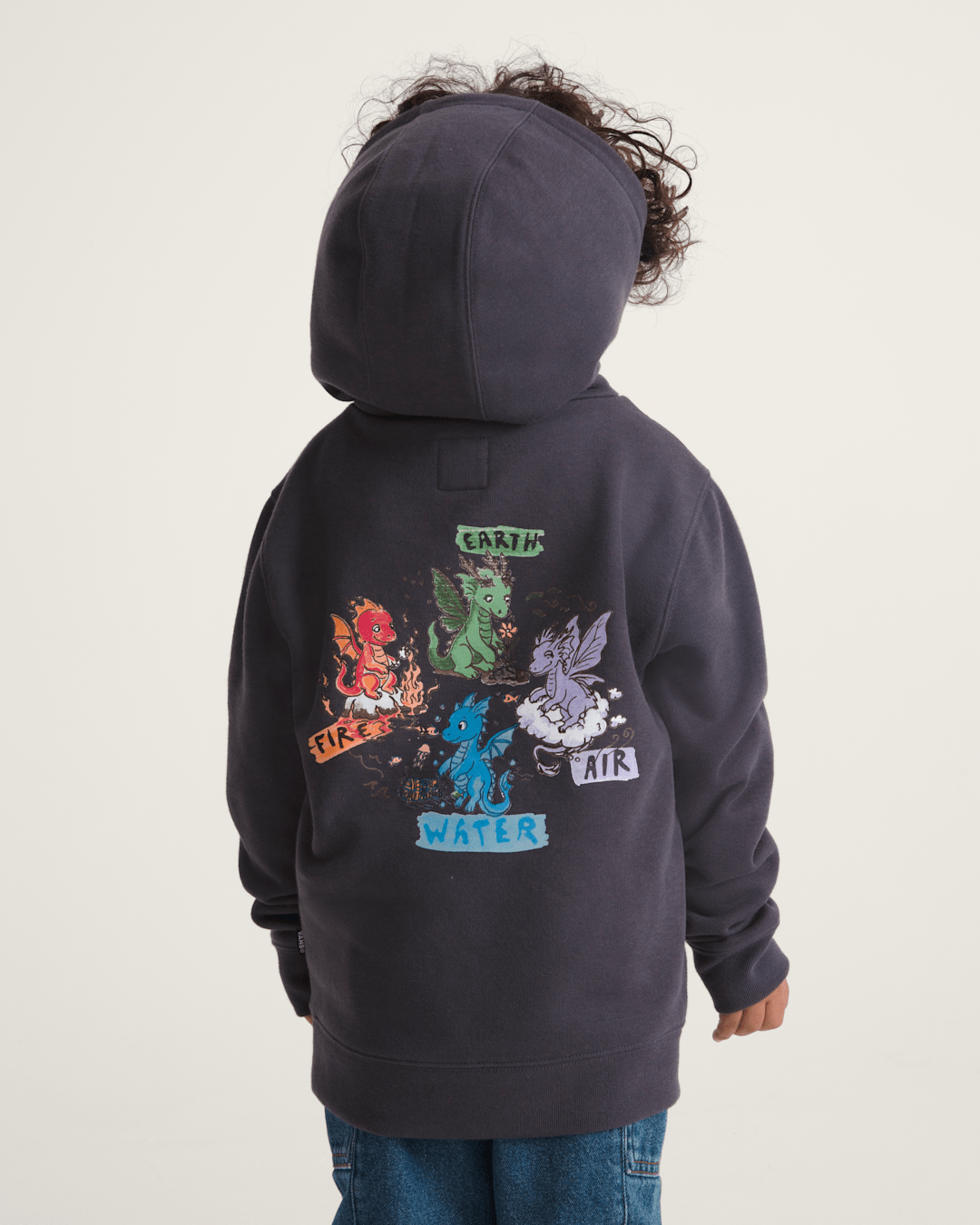 Vans Little Kids Dragon Elements Pullover Sweatshirt in Charcoal Grey