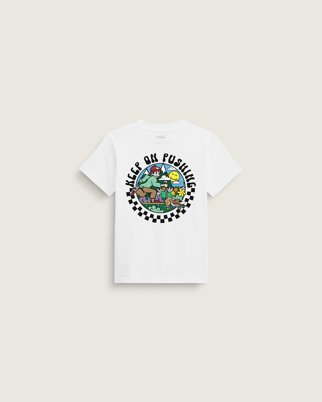 Vans Little Kids Keep on Pushing T-Shirt in White