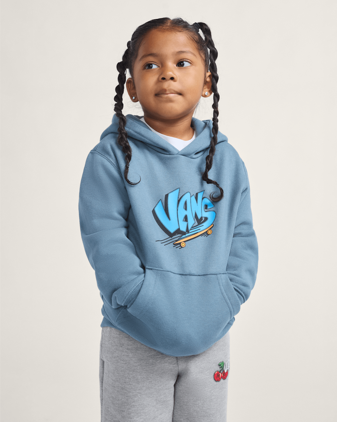 Vans Little Kids Vans Sk8 Pullover Hoodie in Stormy Weather Black