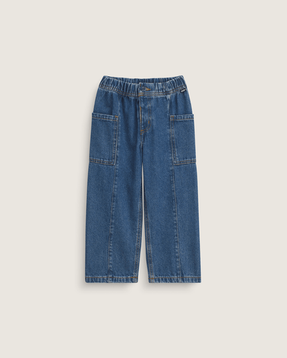 Vans Little Kids Naithin 2.0 Elastic Waist Denim Pants in Vintage Indigo Blue