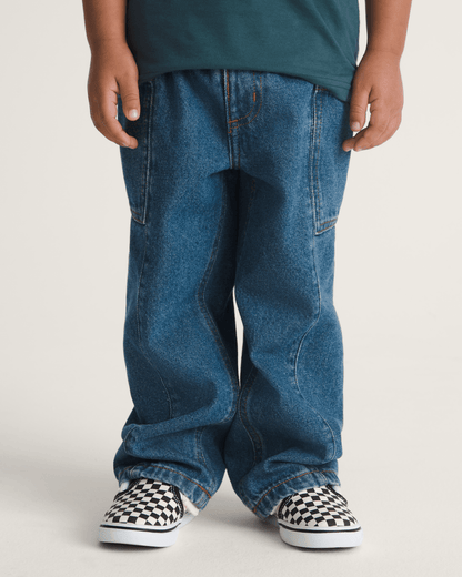 Vans Little Kids Naithin 2.0 Elastic Waist Denim Pants in Vintage Indigo Blue