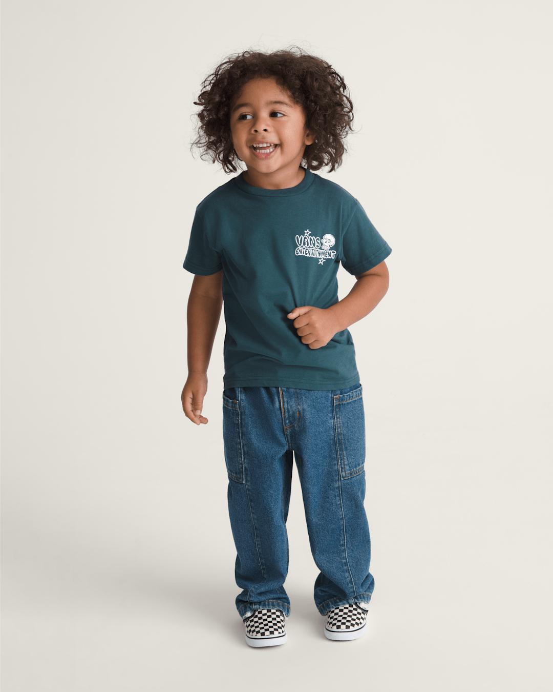 Vans Little Kids Naithin 2.0 Elastic Waist Denim Pants in Vintage Indigo Blue