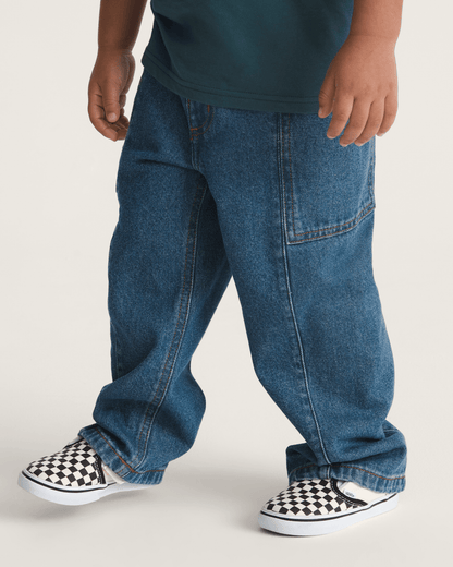 Vans Little Kids Naithin 2.0 Elastic Waist Denim Pants in Vintage Indigo Blue