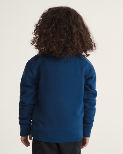 Vans Little Kids Stretch Logo Crew Sweatshirt in Deep Indigo Blue / Flame Red