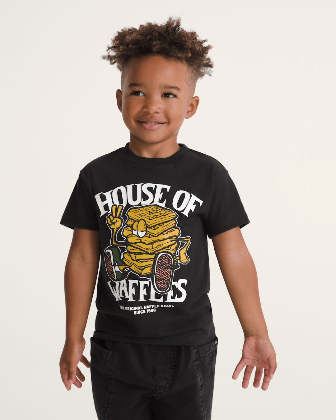 Vans Little Kids House Of Waffles T-Shirt in Black